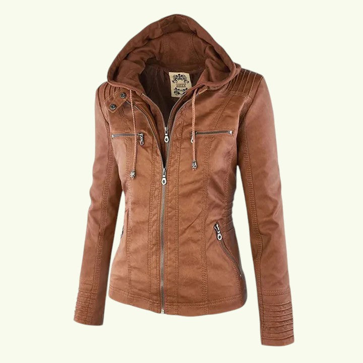 GIANNA  | Damen Lederjacke mit Kapuze