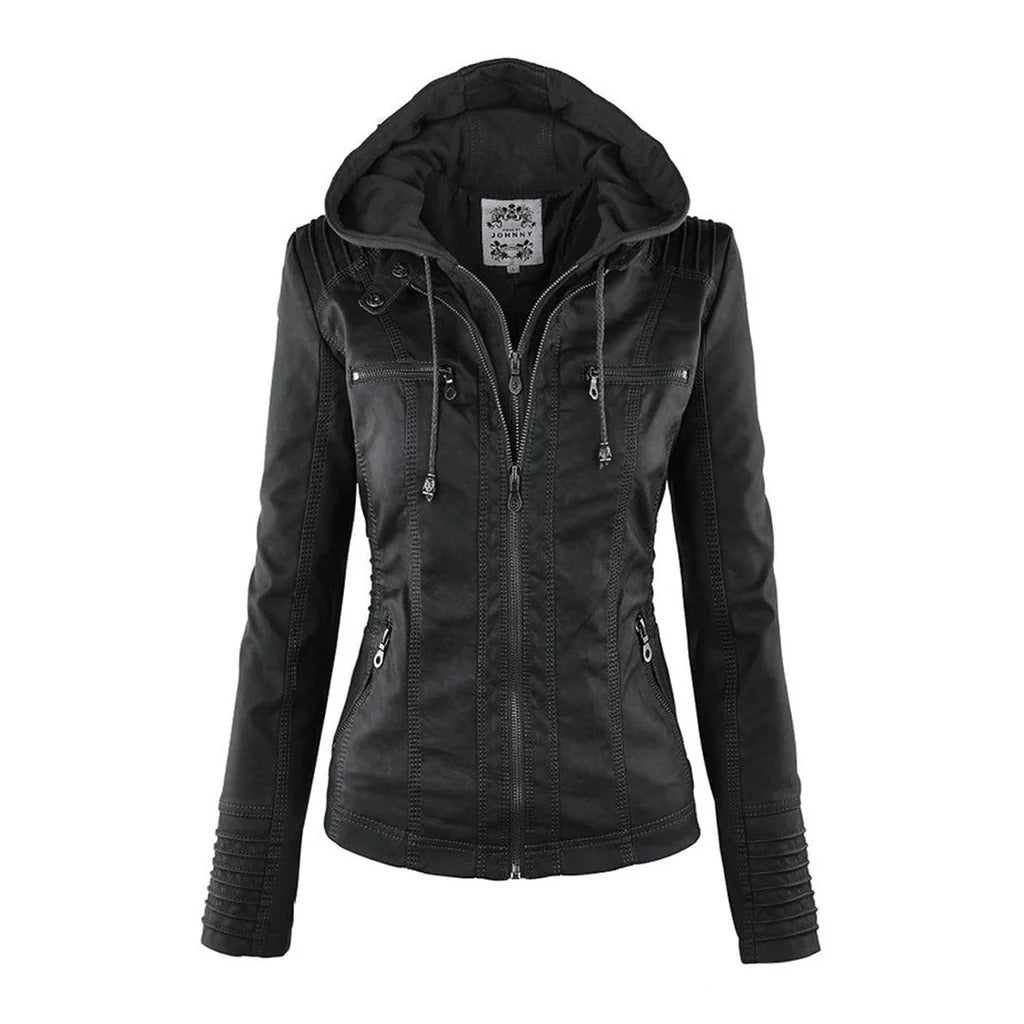 GIANNA  | Damen Lederjacke mit Kapuze