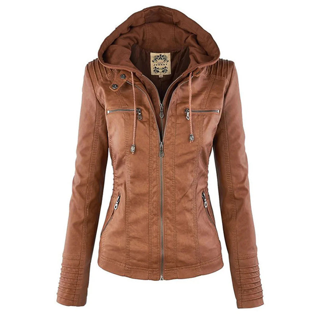 GIANNA  | Damen Lederjacke mit Kapuze